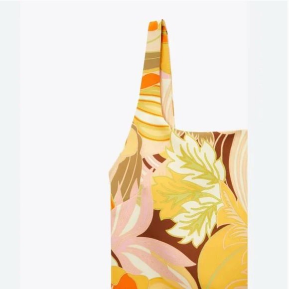 NWT - Zara Yellow/Orange 70s Retro Print Top - Picture 3 of 6